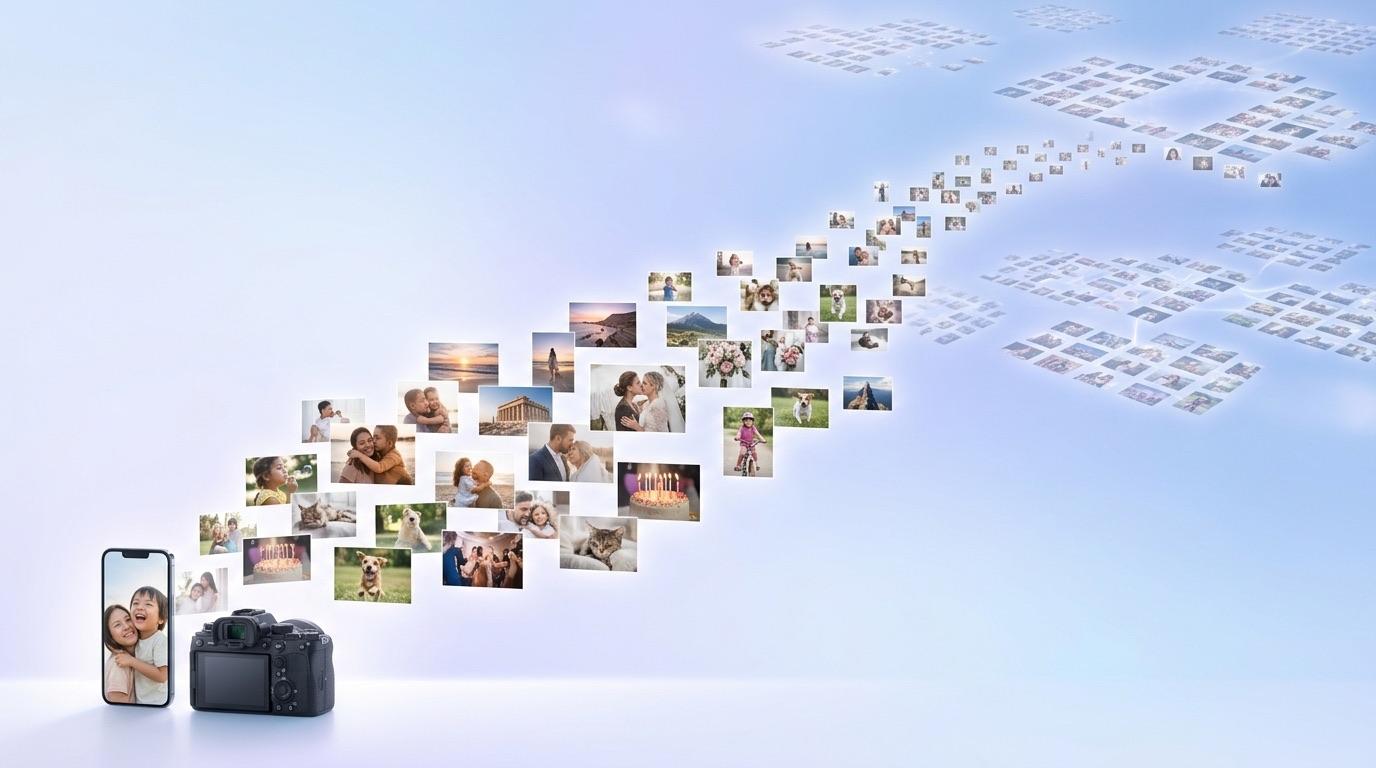 Photos uploading from your devices into the cloud