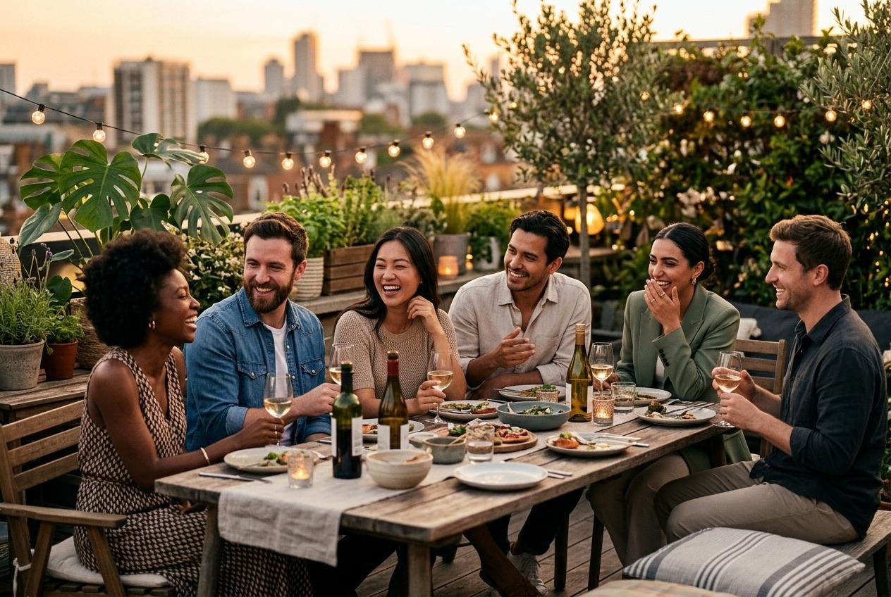 Friends laughing together